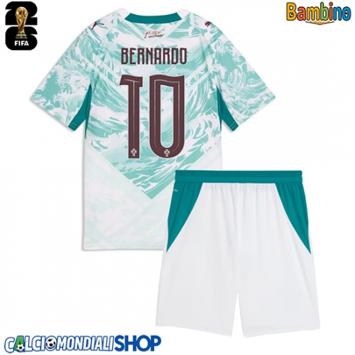 Maglie da calcio Portogallo Bernardo Silva #10 Seconda Maglia Bambino Mondiali 2026  Manica Corta (+ Pantaloni corti)